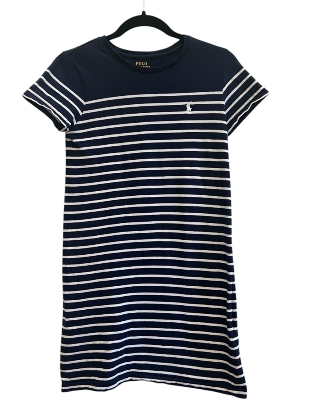 Polo by Ralph Lauren Navy and White Striped Midi Dress
